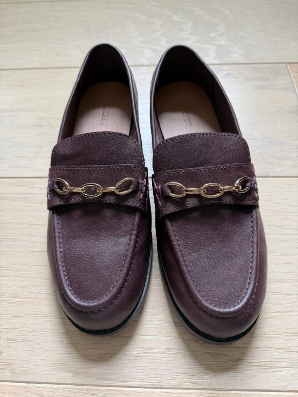 Old Navy Brown Faux Leather Loafers Gold Bit Detail Slip-On Flats women Size 9 - Picture 4 of 5